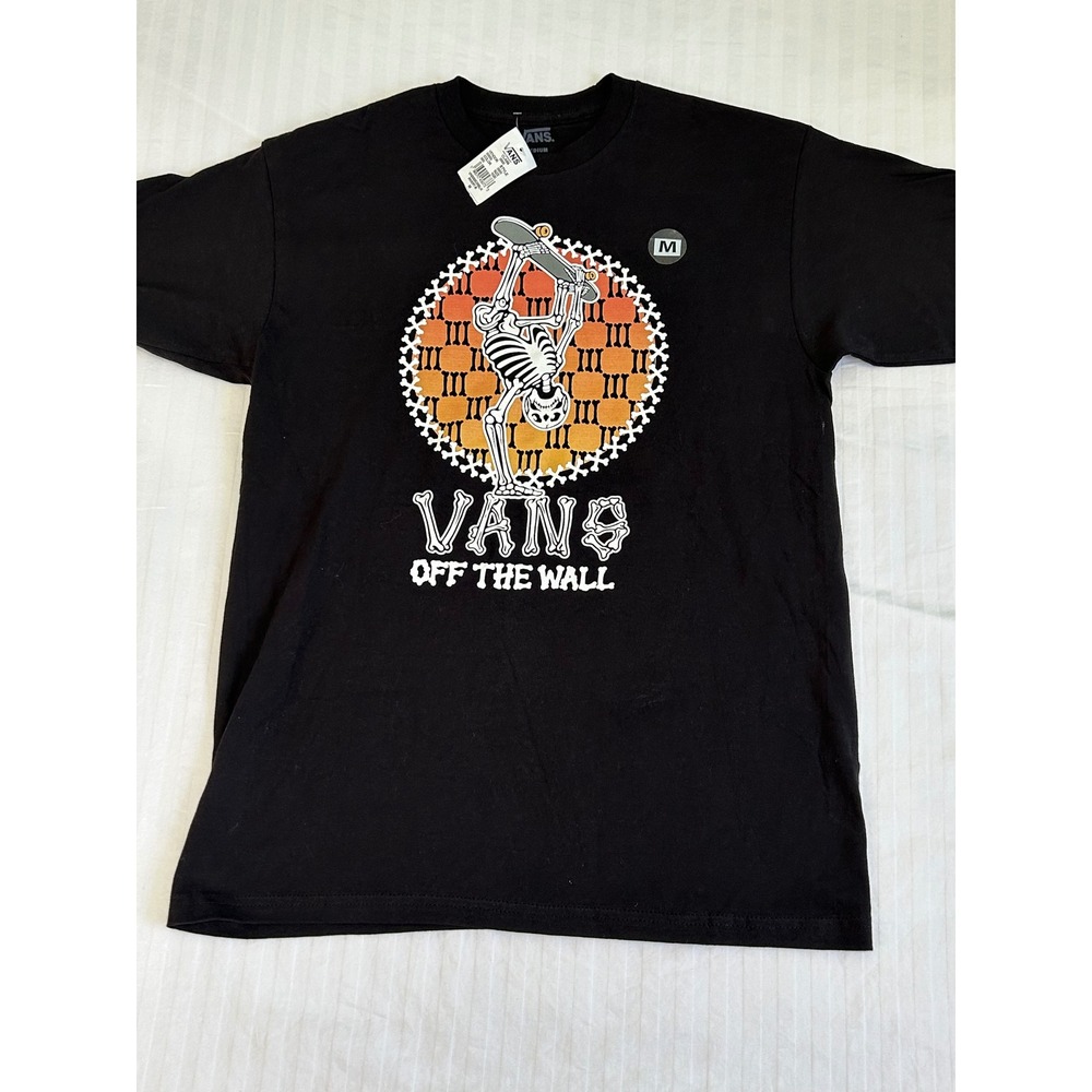 Vans Off The Wall Skeleton Skater Graphic T-Shirt Black Medium NWT